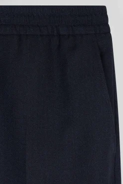 Modern navy blue elastic waist trousers