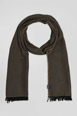 Mottled brown mixed cotton scarf