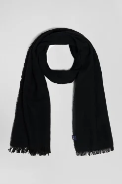 Mottled navy blue mixed cotton scarf