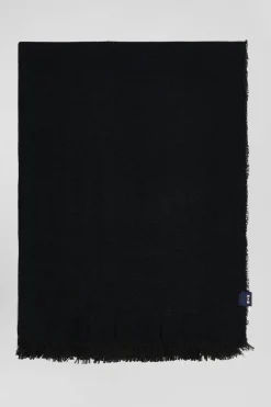 Mottled navy blue mixed cotton scarf