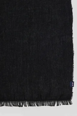 Mottled navy blue mixed cotton scarf