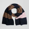 Navy and brown striped cotton scarf