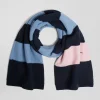Navy and sky blue striped cotton scarf