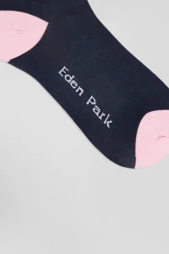 Navy blue and pink mixed cotton socks