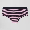 Navy blue and pink striped stretch cotton jersey shorty brief