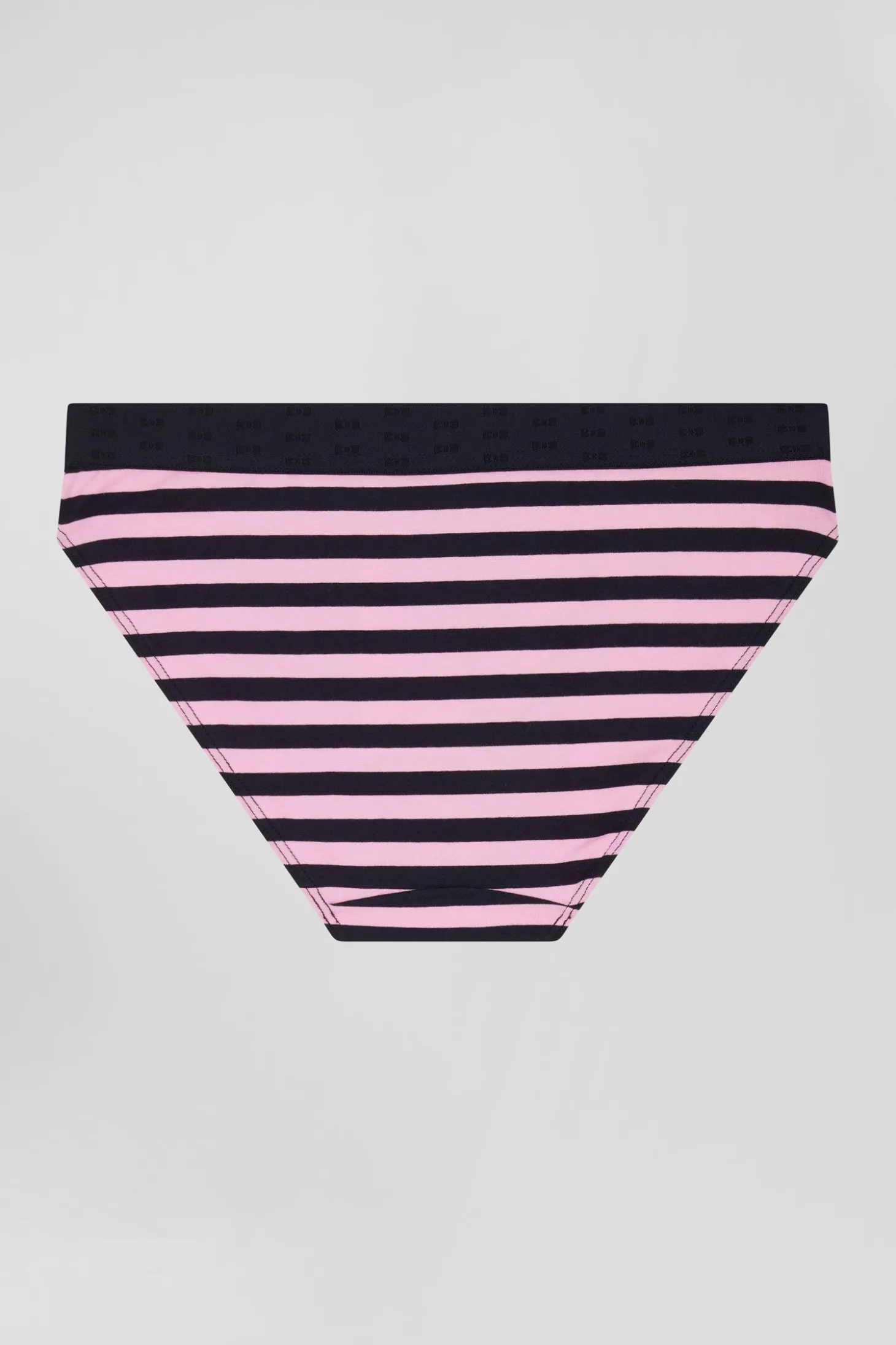 Navy blue and pink striped stretch cotton jersey brief