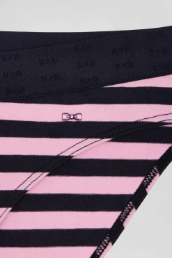 Navy blue and pink striped stretch cotton jersey brief