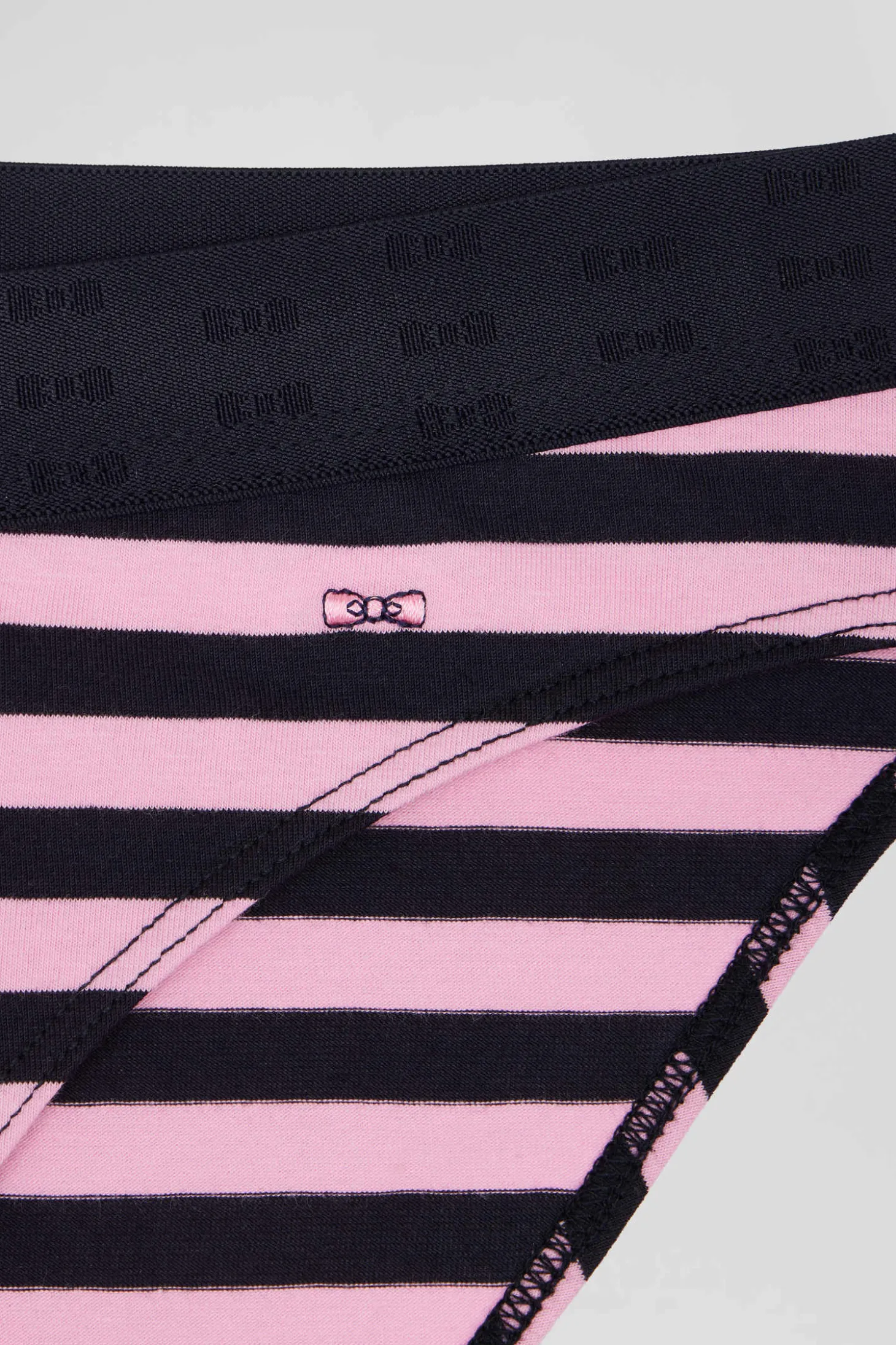 Navy blue and pink striped stretch cotton jersey brief
