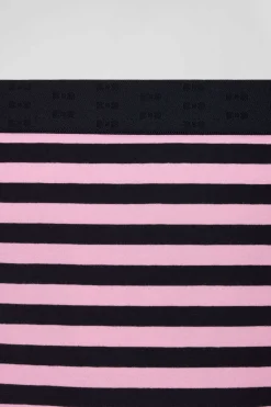 Navy blue and pink striped stretch cotton jersey brief