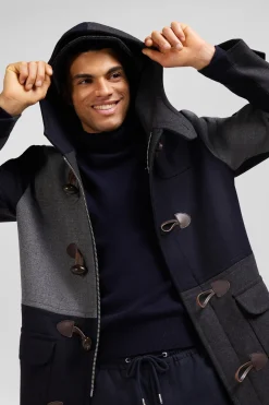 Navy blue Barbarian wool blend duffle coat