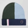 Navy blue colourblock cotton beanie