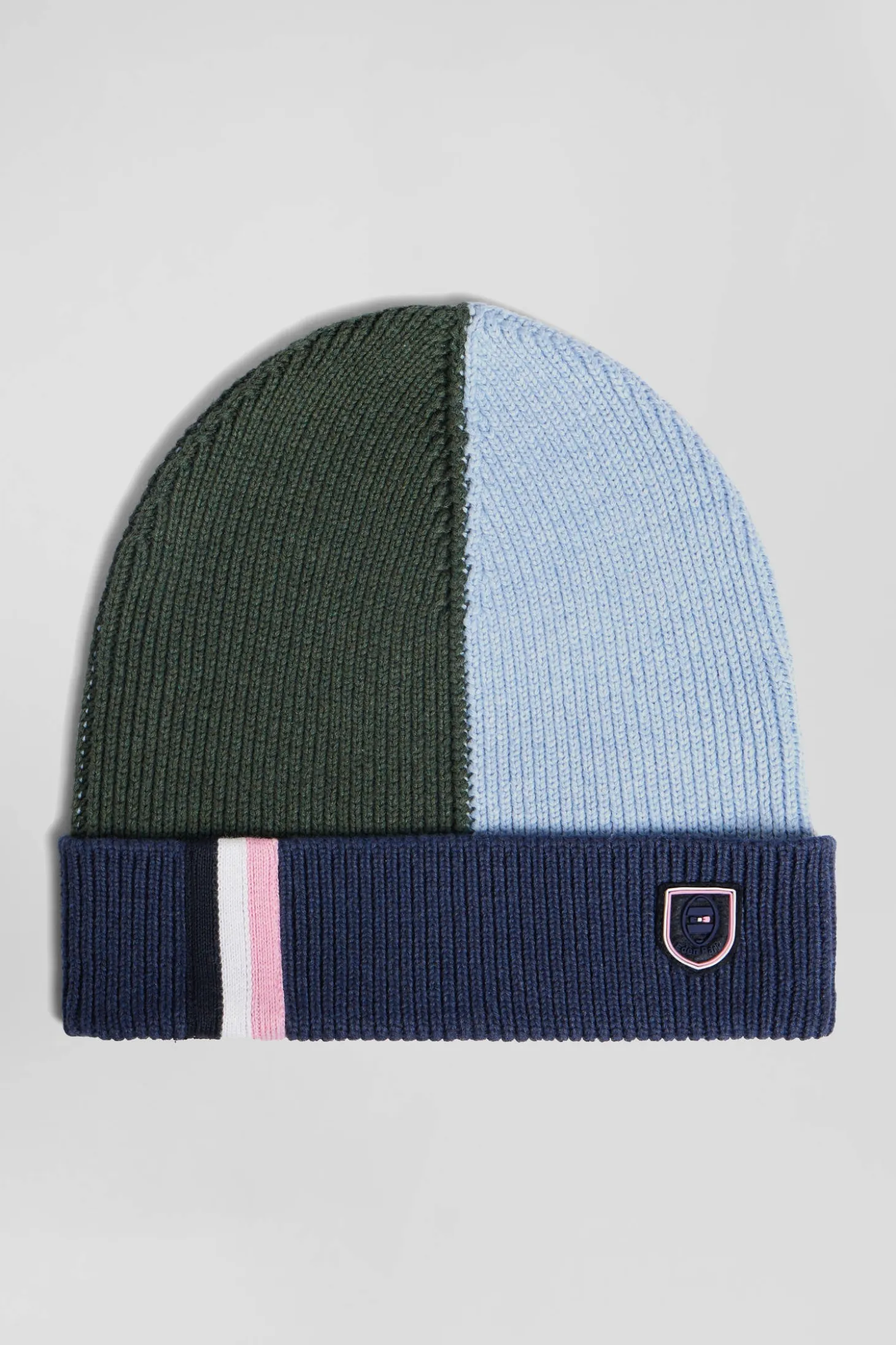 Navy blue colourblock cotton beanie