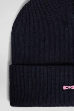 Navy blue cotton and cashmere beanie