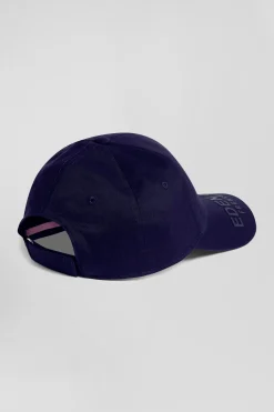 Navy blue cotton cap with branded visor