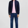 Navy blue cotton cardigan with zipper