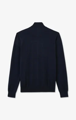 Navy blue cotton cardigan with zipper