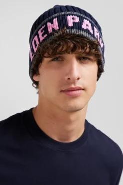 Navy blue cotton EDEN PARK jacquard beanie