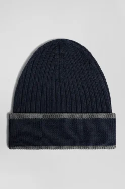 Navy blue cotton EDEN PARK jacquard beanie