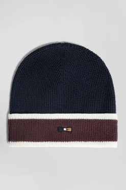 Navy blue cotton EP10 jacquard beanie