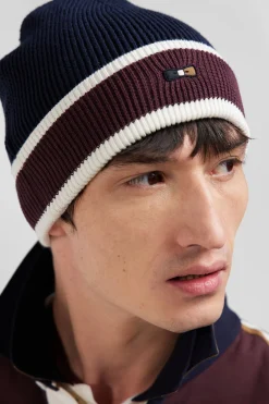 Navy blue cotton EP10 jacquard beanie