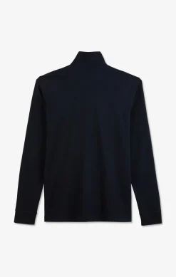 Navy blue cotton polo with contrasting neck