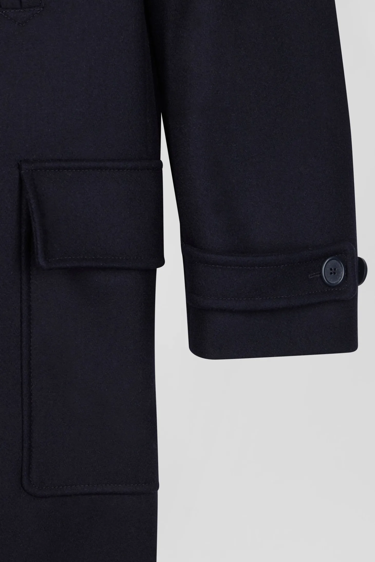 Navy blue double-breasted wool blend coat