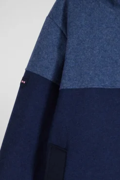 Navy blue hooded wool jersey jacket