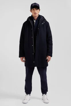 Navy blue 2-in-1 flannel wool parka