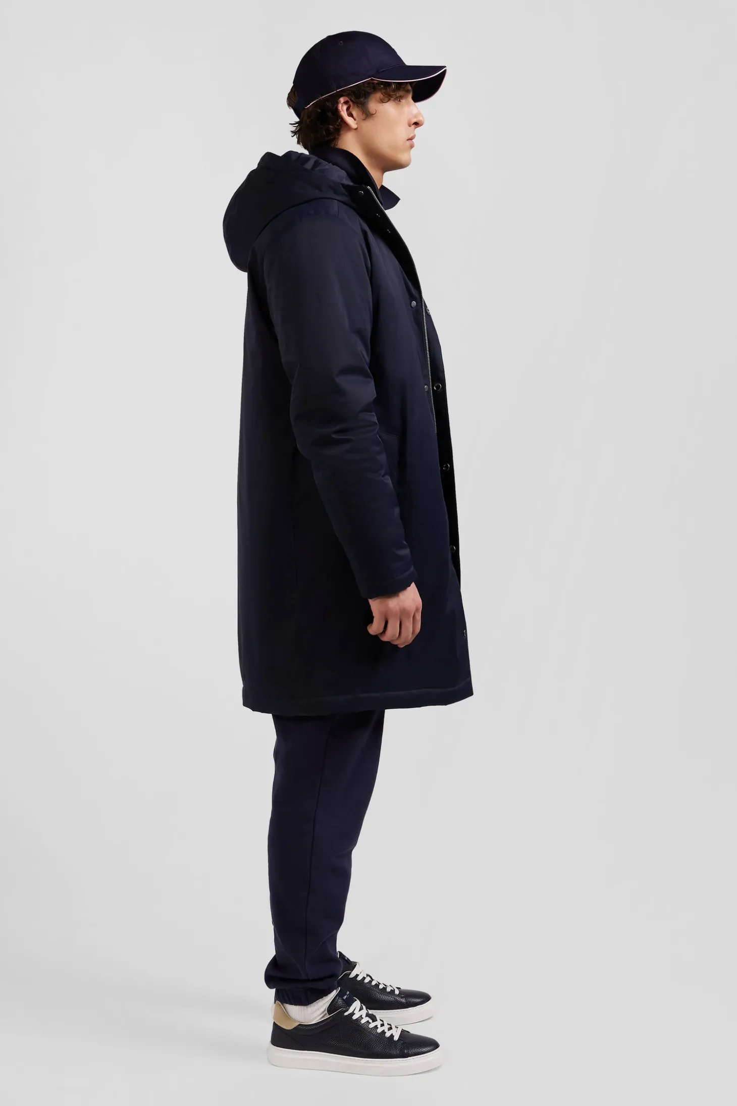 Navy blue 2-in-1 nylon parka and down jacket