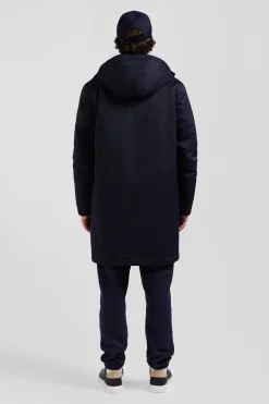 Navy blue 2-in-1 nylon parka and down jacket
