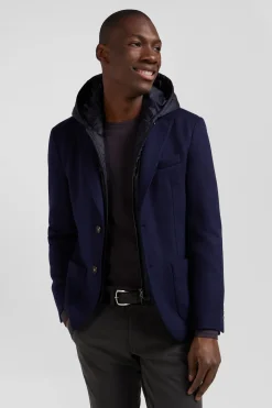 Navy blue 2-in-1 wool blend blazer Modern fit