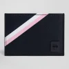Navy blue Italian card holder with tricolour detail