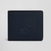 Navy blue Italian-style wallet with screen-print
