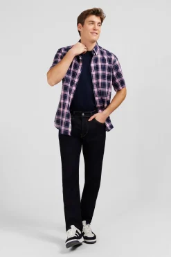 Navy blue jeans in stretch cotton