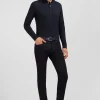 Navy blue jeans in stretch cotton