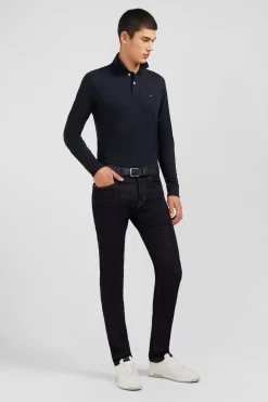 Navy blue jeans in stretch cotton