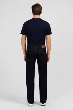 Navy blue jeans in stretch cotton
