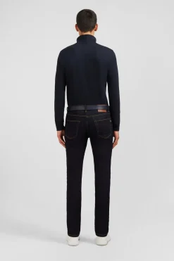 Navy blue jeans in stretch cotton