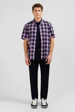 Navy blue jeans in stretch cotton