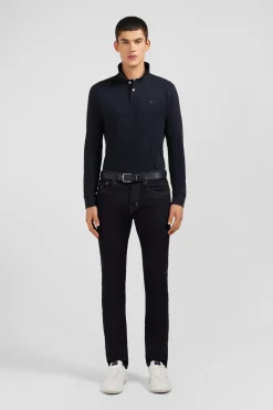 Navy blue jeans in stretch cotton