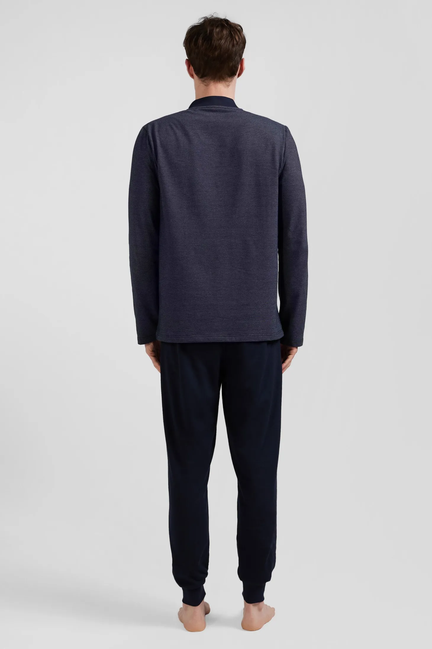 Navy blue long cotton blend pajamas