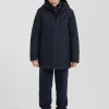 Navy blue long hooded children's parka