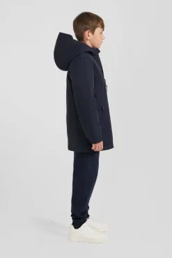 Navy blue long hooded children's parka