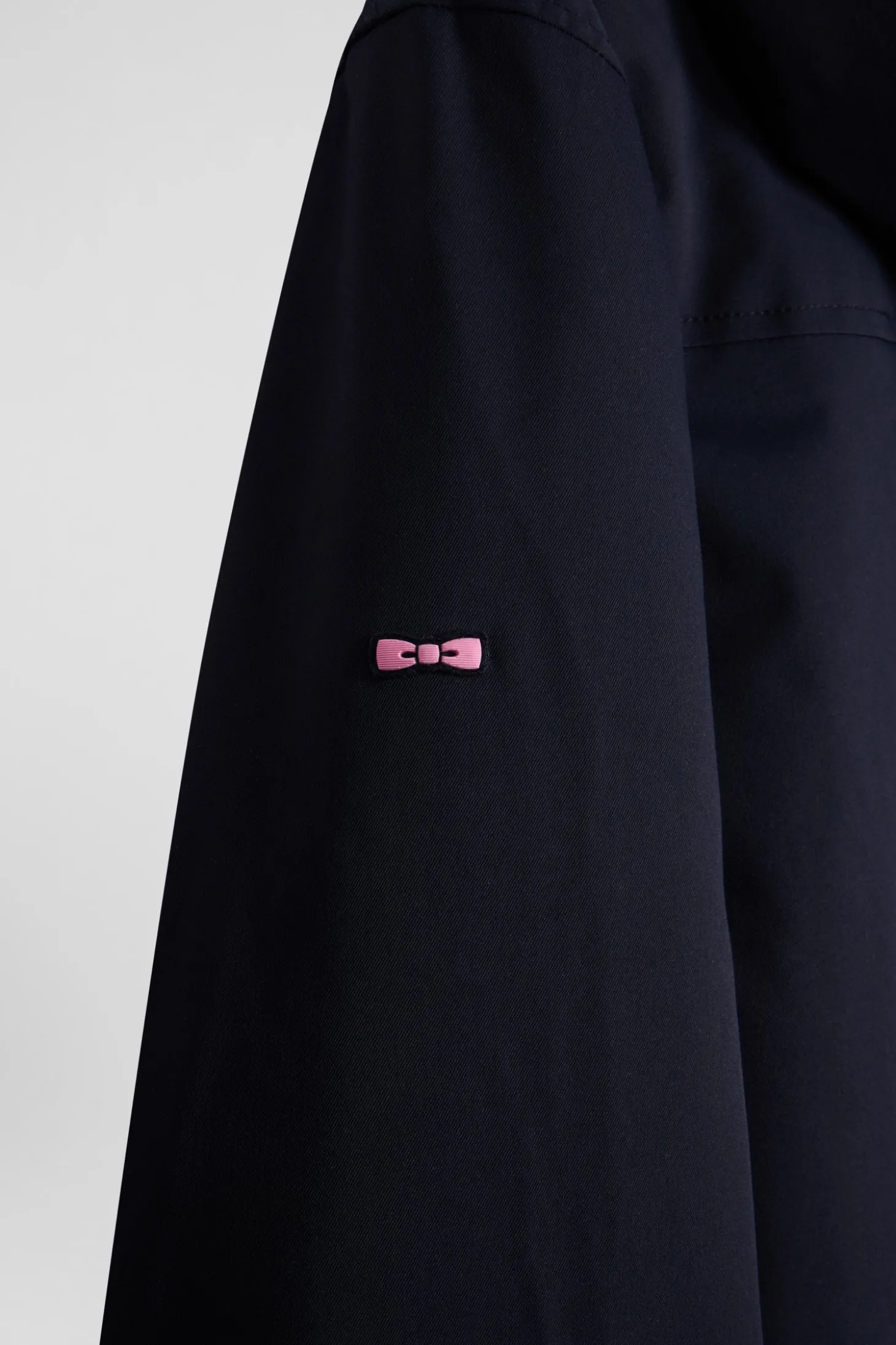 Navy blue long hooded nylon parka