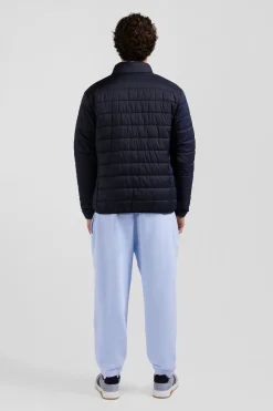 Navy blue long-sleeved high collar down jacket