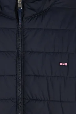 Navy blue long-sleeved high collar down jacket