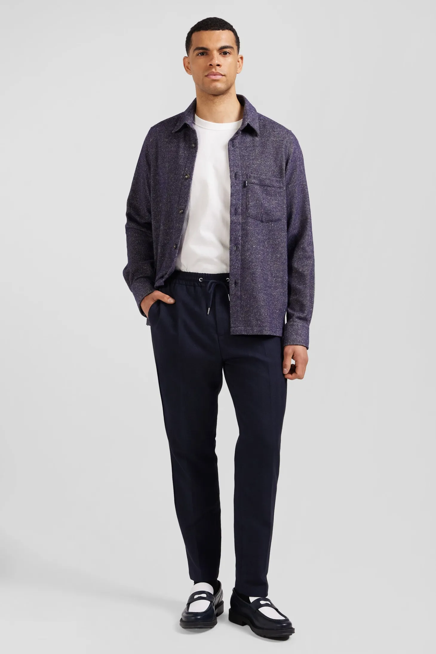 Navy blue mixed cotton shirt