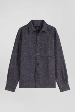 Navy blue mixed cotton shirt