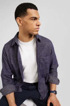 Navy blue mixed cotton shirt