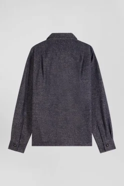 Navy blue mixed cotton shirt